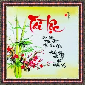 Tranh thư pháp vẽ tay chữ - TÀI LỘC -